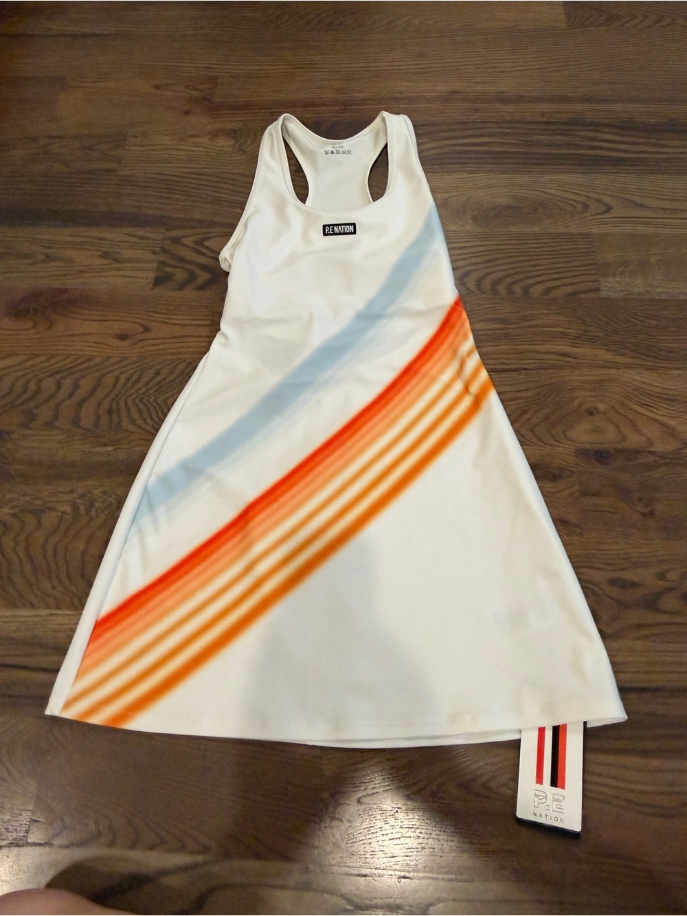 P.E Nation White Athletic Dress with Orange and Black Stripe Detail